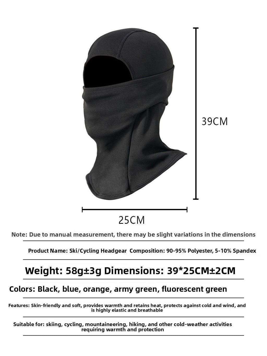 Thick-fabric insulated and windproof ski headgear for men