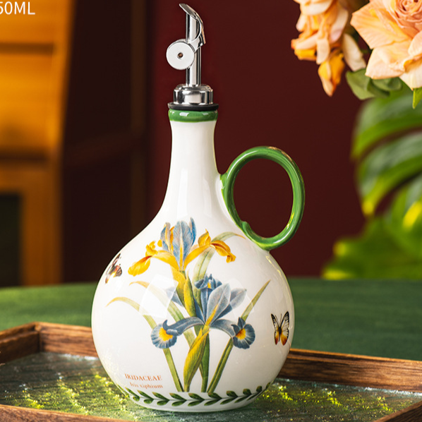 Garden ceramic oil pot for kitchen teemdrop