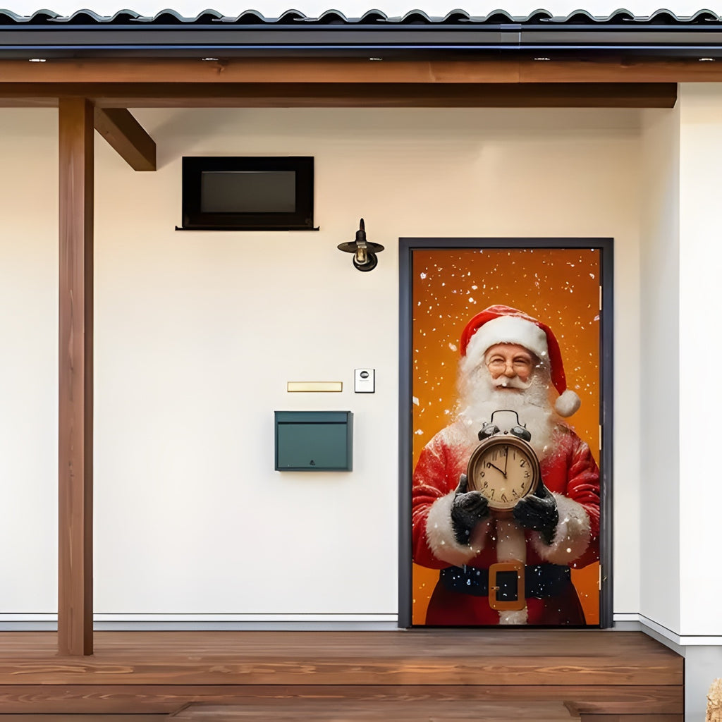 Christmas Santa Claus Polyester Door Cover Decoration 90x180cm teemdrop