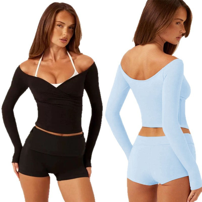 Women?s High Elastic Quick-Drying Long Sleeve Yoga Workout Top with Chest Pad teemdrop
