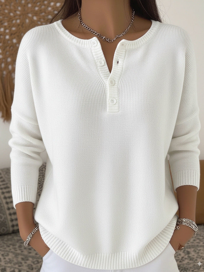 Women's V-neck button-down knitted sweater teemdrop