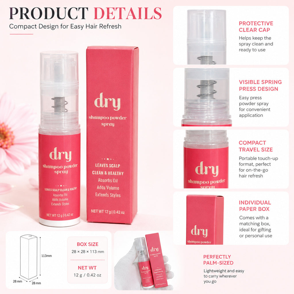 Portable oil-absorbing and re-energizing dry cleaning powder spray teemdrop