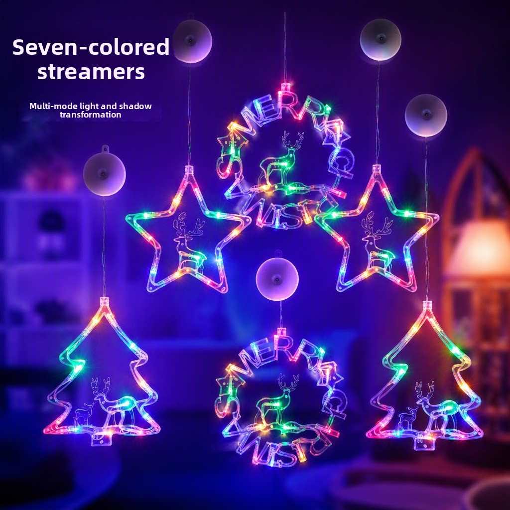 Christmas decoration star-shaped tree wreath luminous suction plate lamp