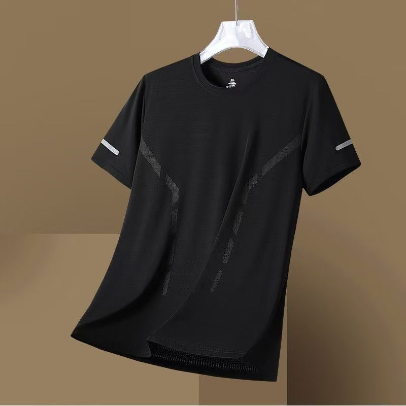Men's Ice Silk Short Sleeve T-Shirt Quick Dry Breathable Loose Fit Summer Top teemdrop