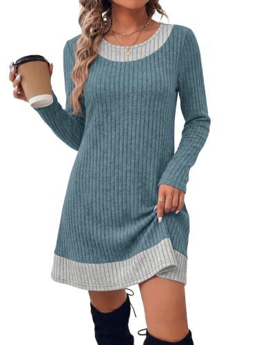 Women's Autumn Winter Plaid Patchwork Bodycon Knitted Sweater Dress teemdrop
