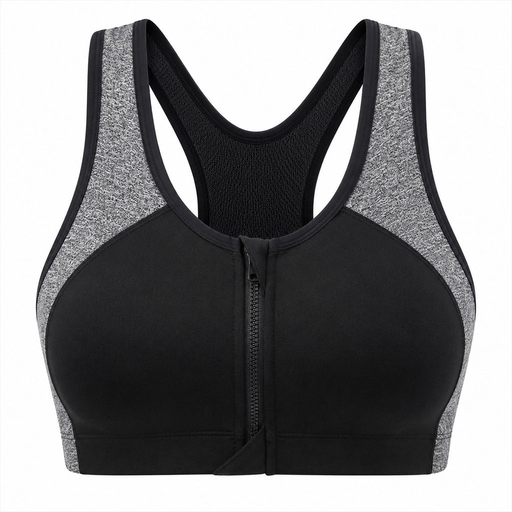 Women's Front Zipper Sports Bra Breathable Supportive Fitness Top teemdrop