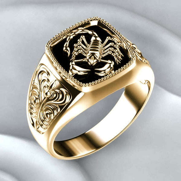 Men's Geometric Electroplated Scorpion Shape Black Glue Dropping Alloy Ring