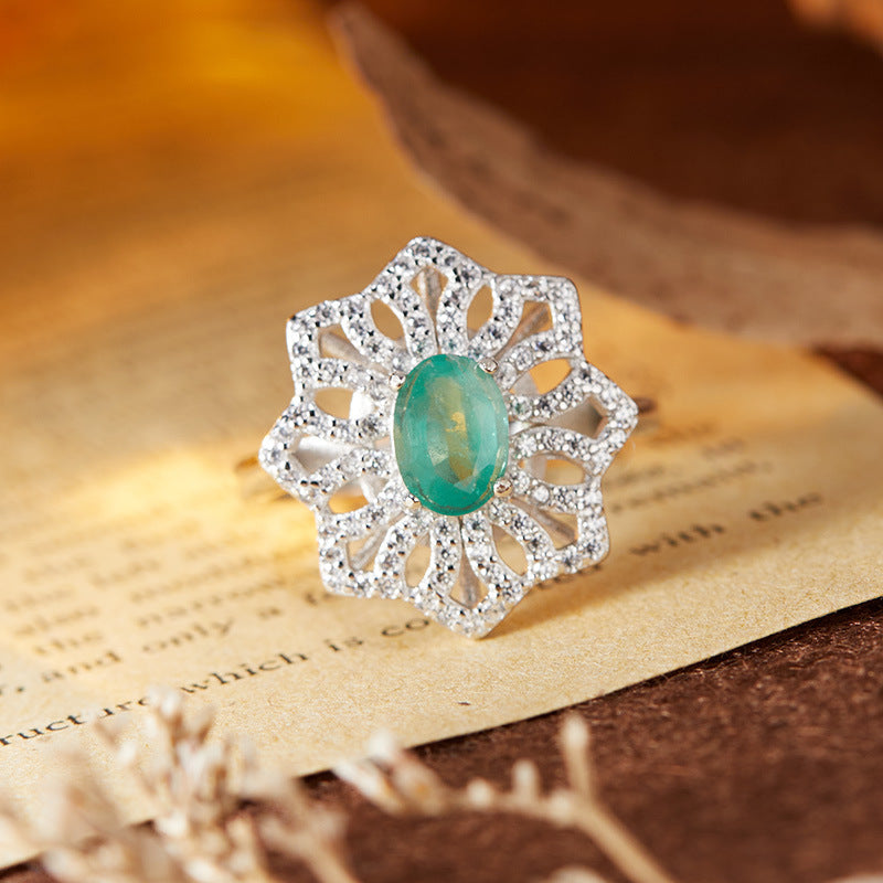 S925 sterling silver natural colored gemstone ring