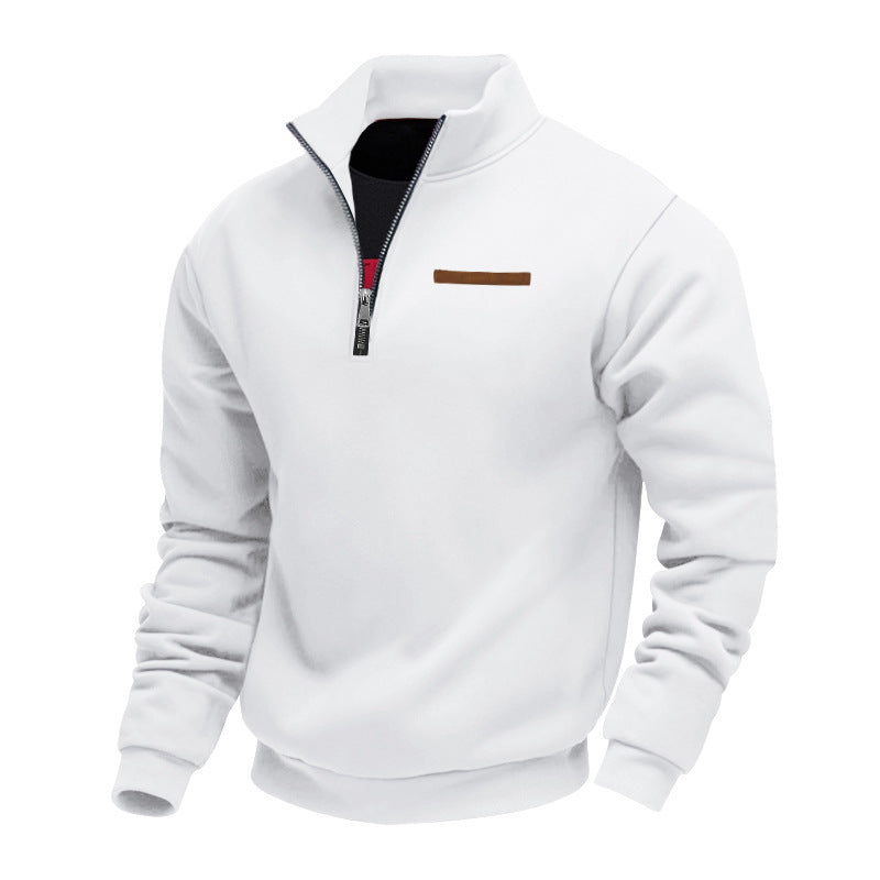 Men's Heavy Fleece Half-Zip Stand Collar Sweatshirt teemdrop