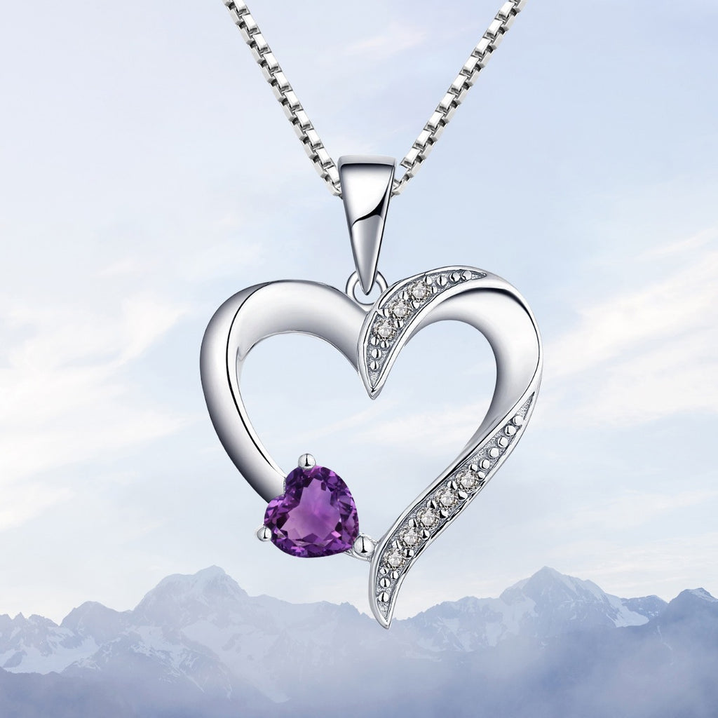 S925 pure silver heart-shaped pendant cross chain necklace