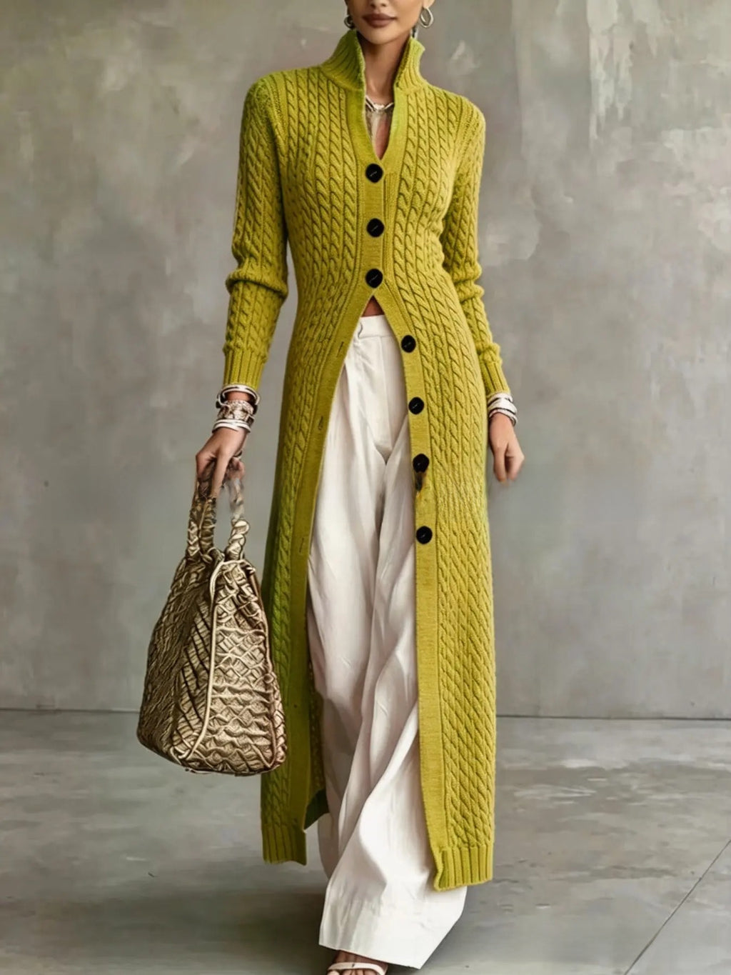 Women's Twist Pattern Stand Collar Long Sleeve Sweater teemdrop
