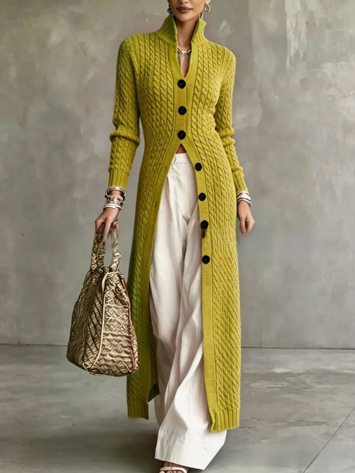 Women's Twist Pattern Stand Collar Long Sleeve Sweater teemdrop