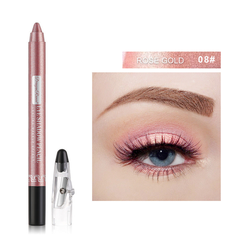 Pearlescent Creamy Eyeshadow Pencil with Built-in Sharpener Long-lasting Shimmer Eye Makeup