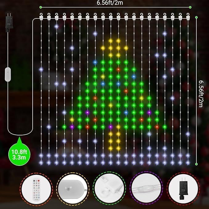 Smart App Controlled RGB Programmable LED Curtain Light with Dynamic Display Modes