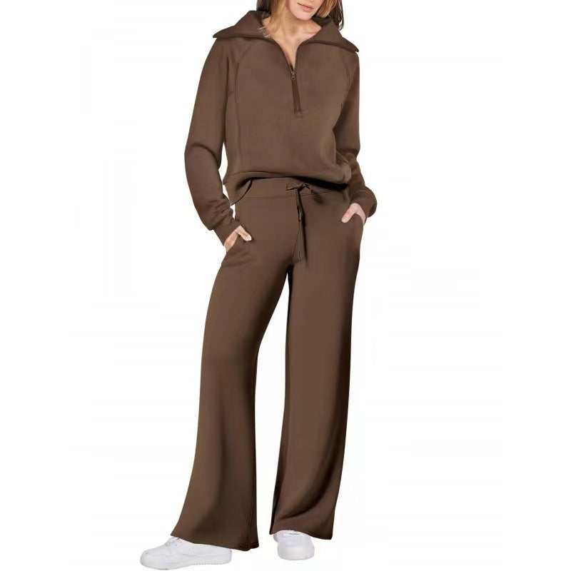 Long-Sleeved Sweatshirt Wide-Leg Pants