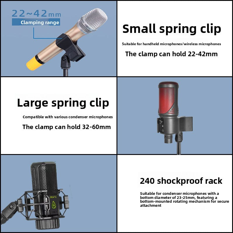 Adjustable Desktop Microphone Stand with Weighted Base