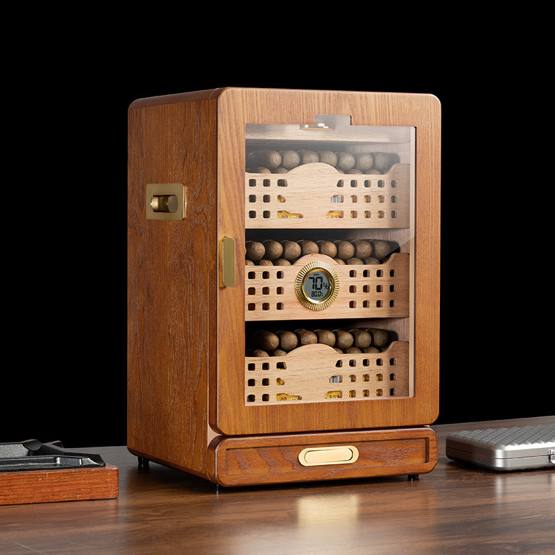 Four Layer Cedar Lined Cigar Box with Humidifier