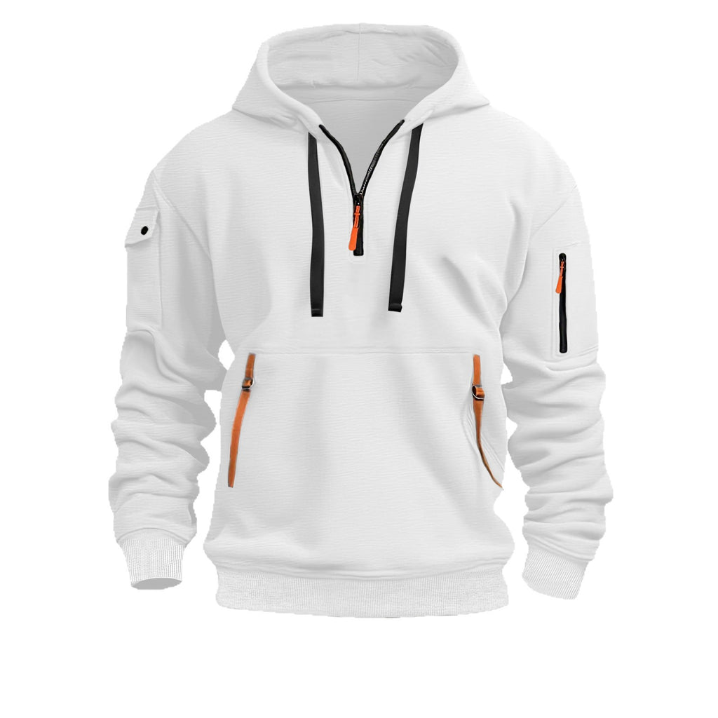 Men's fleece-lined warm hooded zipper pullover sweater teemdrop