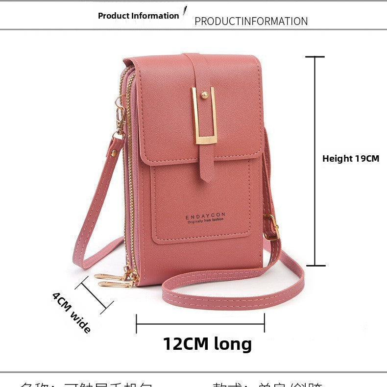 Women's Touch Screen PU Leather Phone Pouch Crossbody Bag with Card Slots