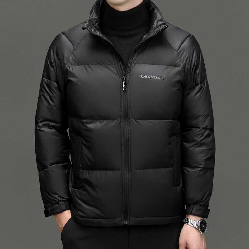 Mens Thickened Solid Color Stand Collar Padded Jacket teemdrop