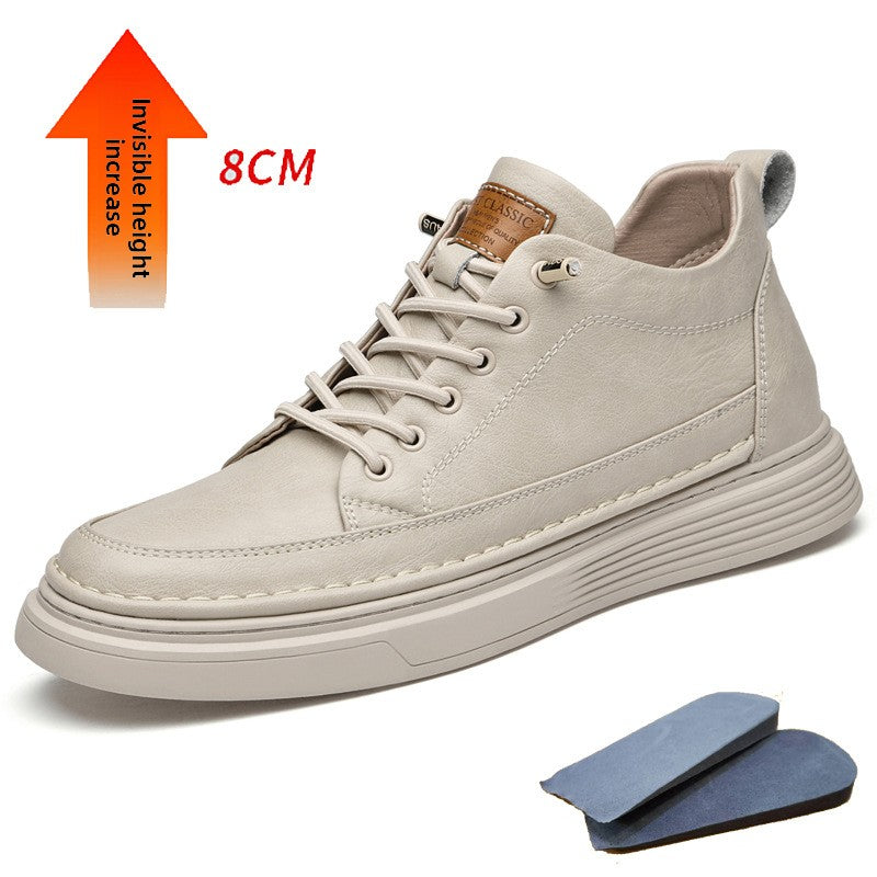Cowhide platform height-increasing sneakers teemdrop