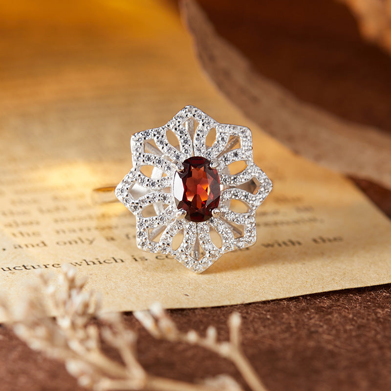 S925 sterling silver natural colored gemstone ring