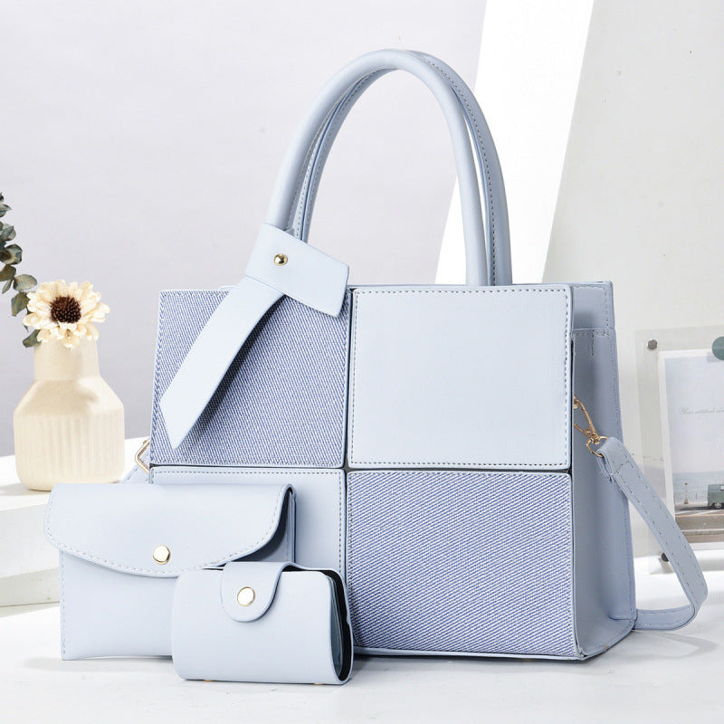 Fashion Contrast Color PU Shoulder Handbag
