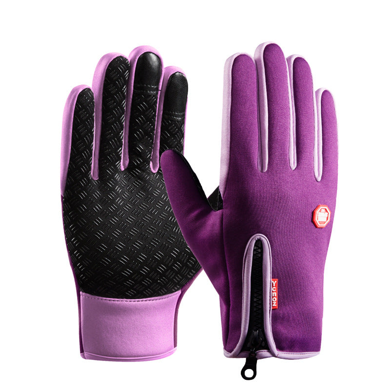 Winter Gloves Warm Touch Screen Men's Outdoor Sports Non-Slip Mountaineering Zipper Women's Ski Motorcycle Riding Gloves