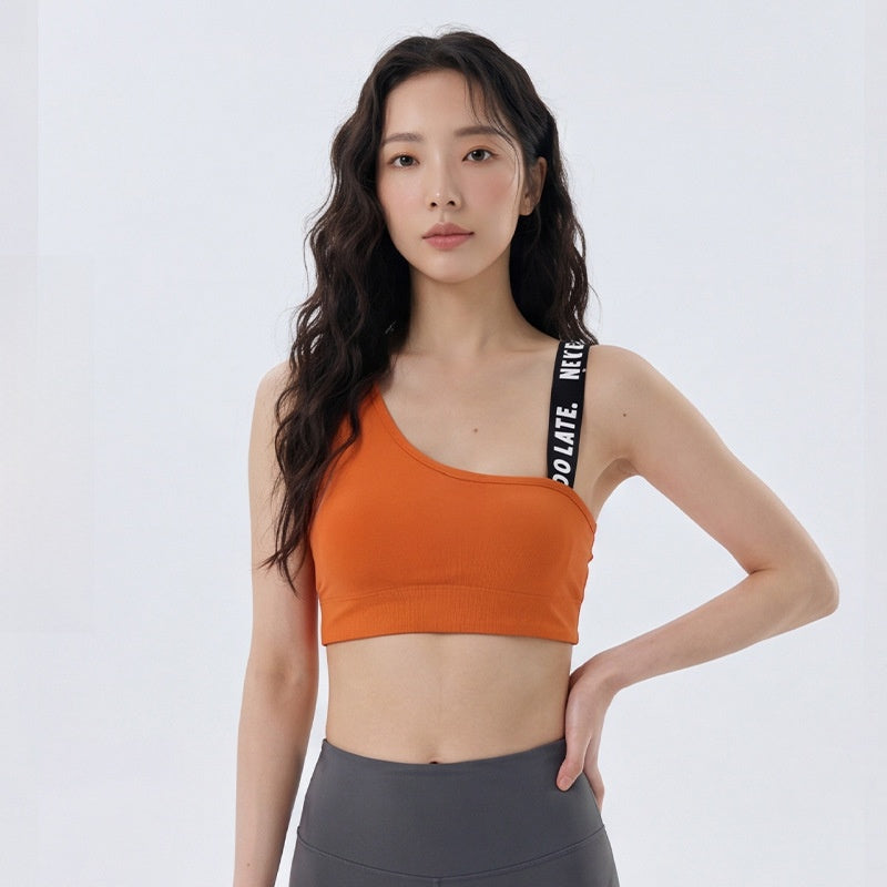 Women's Solid Color Backless High-Intensity Sports Bra with Chest Pad teemdrop