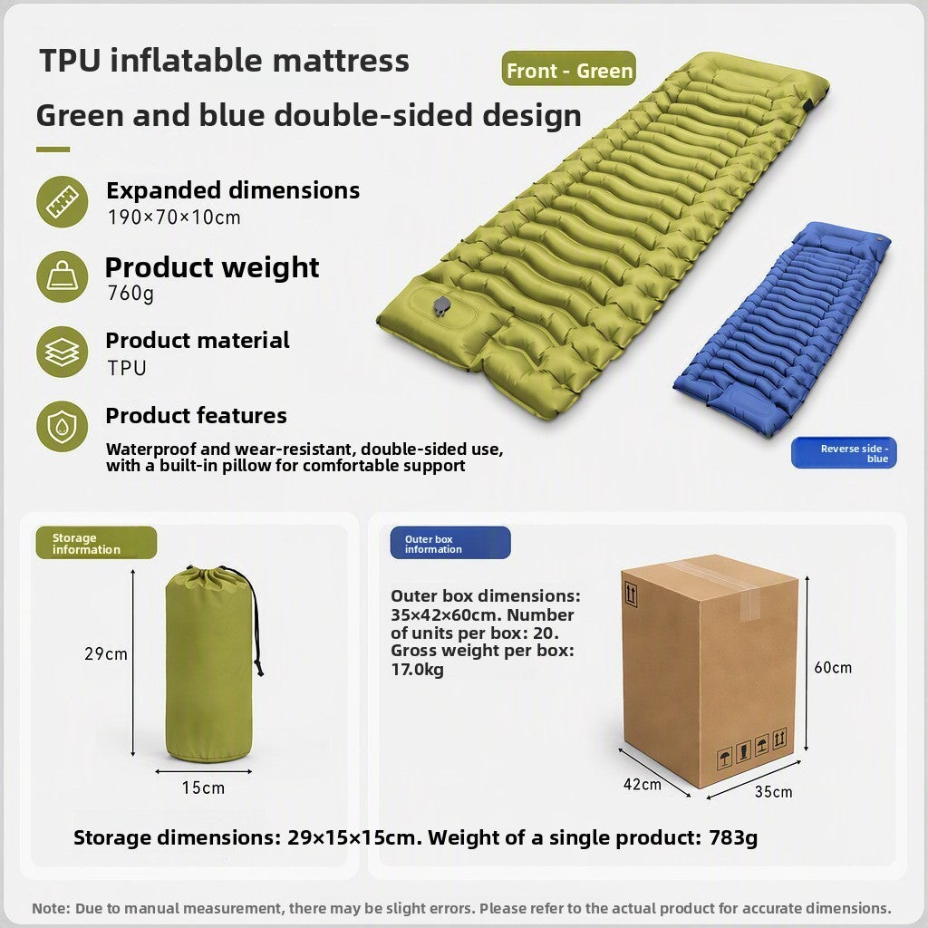Ultra-Light Foot-Operated Automatic Inflatable Camping Mattress with Pillow teemdrop