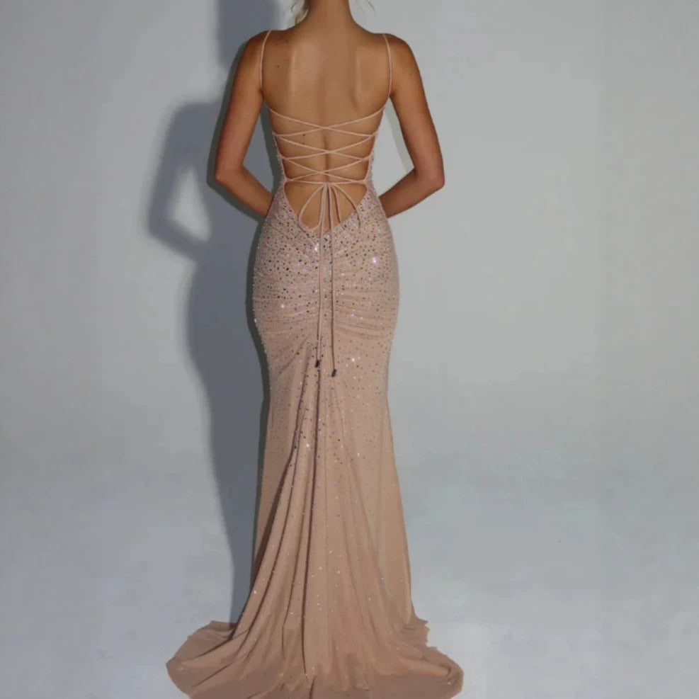 New Spring/Summer Elegant Sequin Camisole Evening Gown