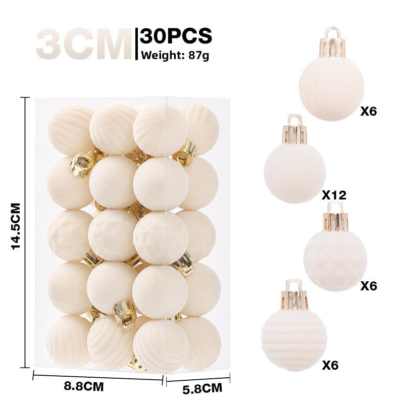 30-Pack 3cm Velvet Flocked Christmas Ball Ornaments for Tree Decoration teemdrop
