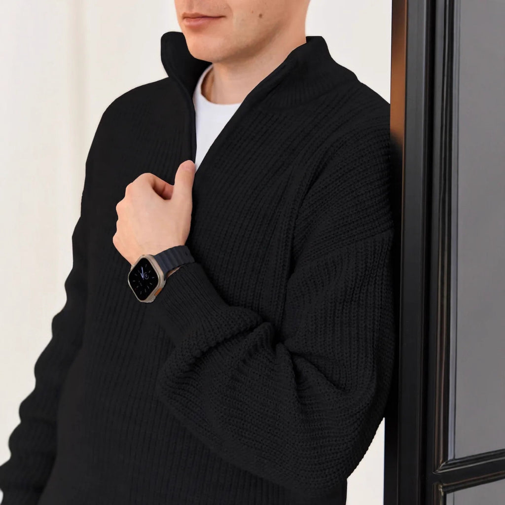 Men's Half-Zip Stand Collar Knit Pullover