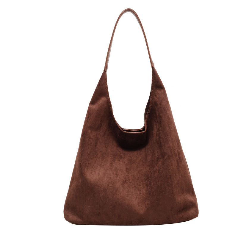 Retro Frosted Solid Color Large-Capacity Single Shoulder Bag