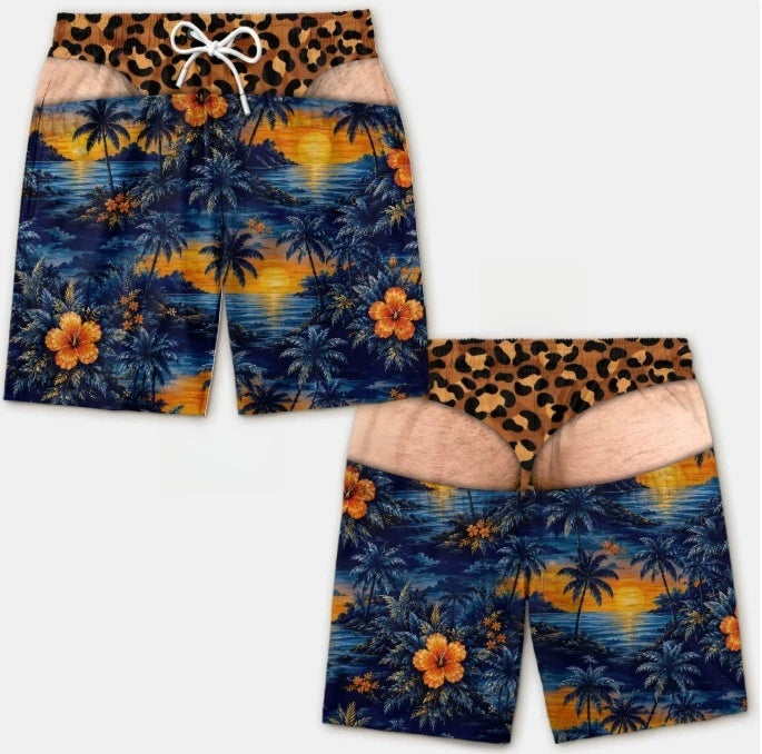 Men's 3D Patriotic Print Loose Beach Shorts