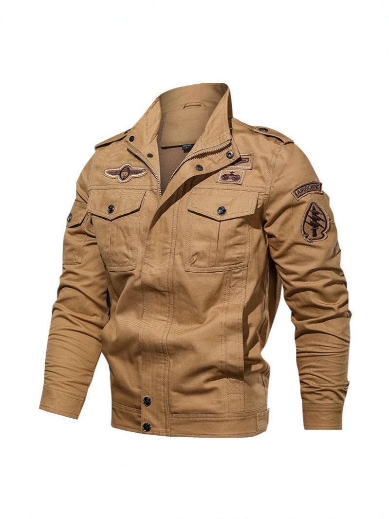Mens Slim Fit Casual Stand Collar Cotton Jacket With Zipper teemdrop