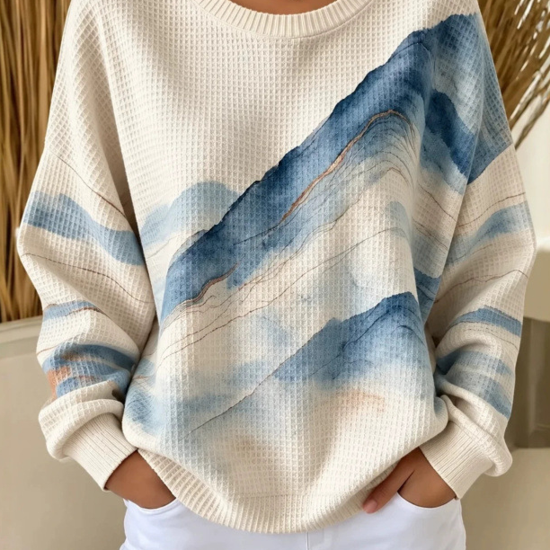 Plaid patterned round-neck long-sleeved casual hoodie teemdrop