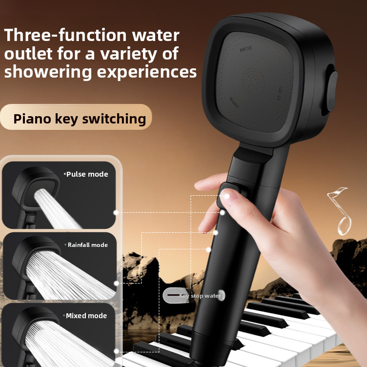 Pressure-enhanced shower head shower faucet set