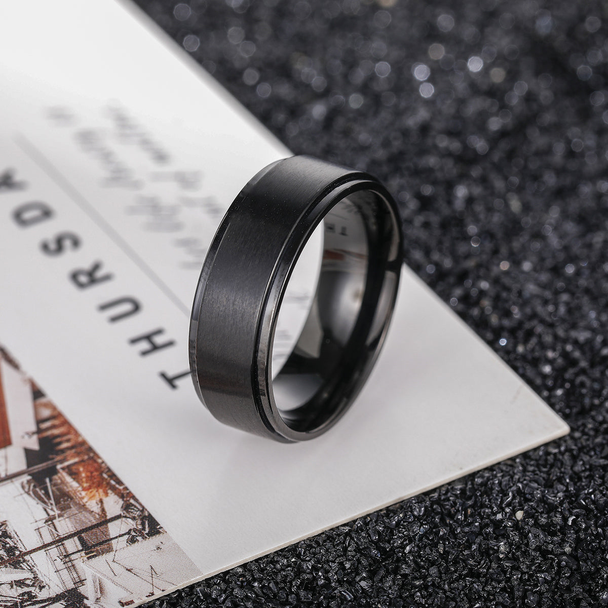 Pure Titanium Ring Simple Sand Step Band