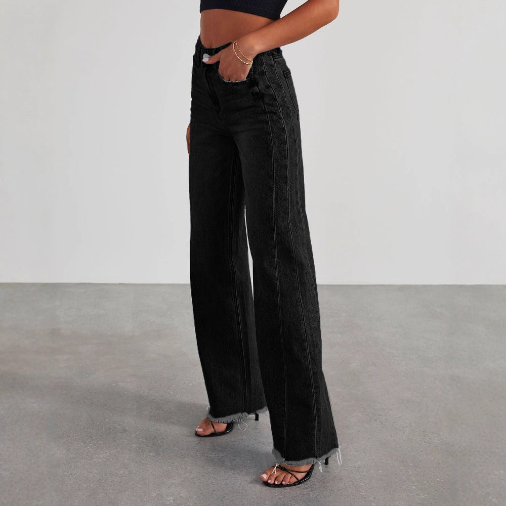 Women's denim wide-leg pants teemdrop