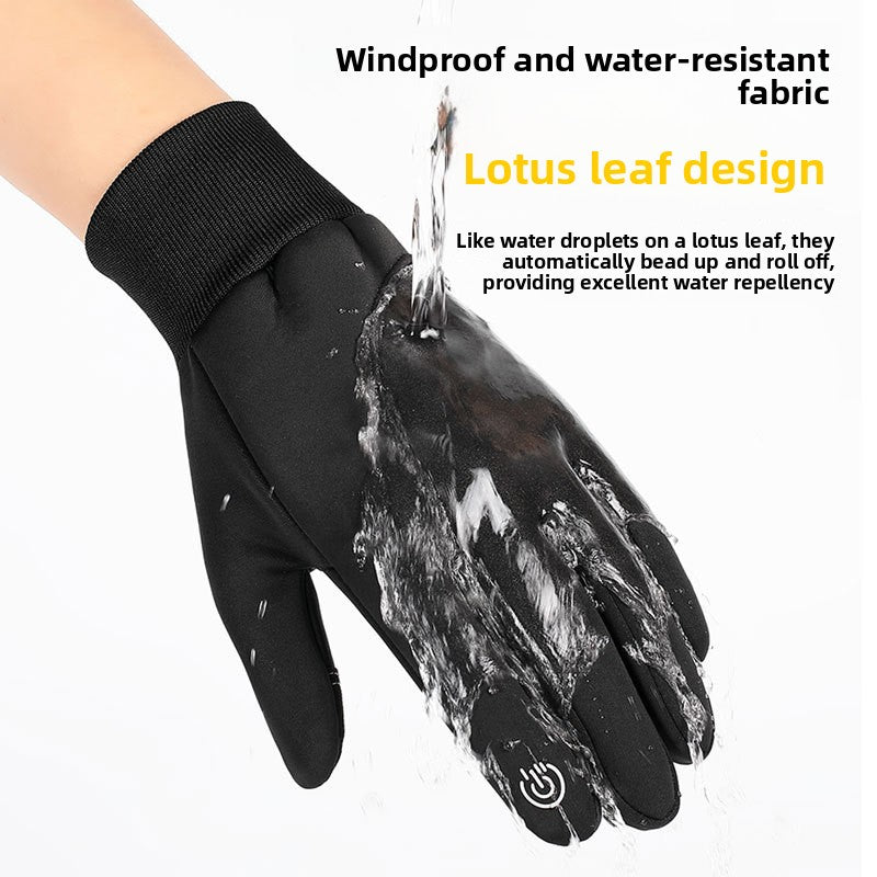 Cycling Gloves Windproof Waterproof Velvet Warm Gloves teemdrop