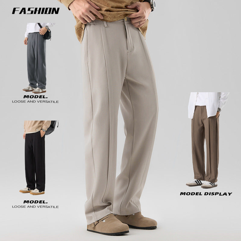 Men's Design Sense Loose Sports Trousers Straight Leg Wide Leg Pants teemdrop