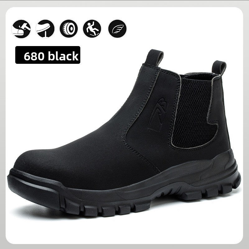Men's Steel Toe Anti-Smash Breathable High-Top Safety Work Shoes teemdrop