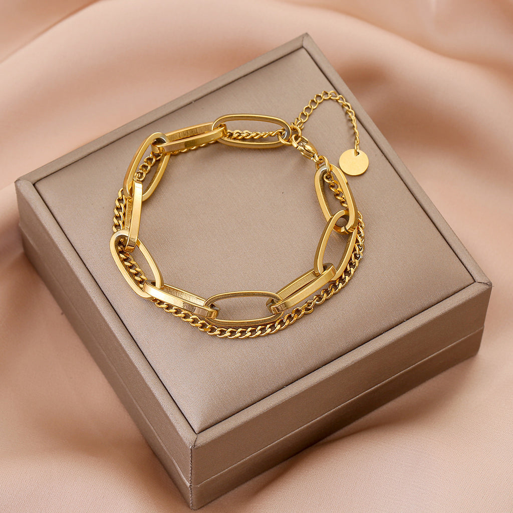 Women's Titanium Steel Inlaid Charm Bracelet Versatile Fashion Jewelry teemdrop