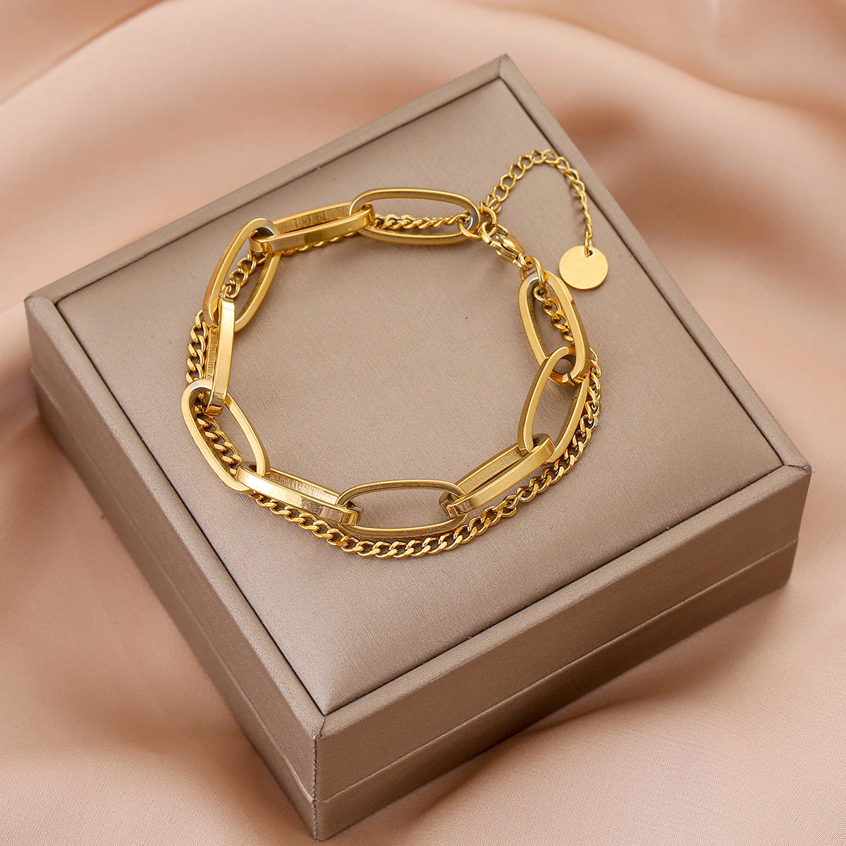 Women's Titanium Steel Inlaid Charm Bracelet Versatile Fashion Jewelry teemdrop