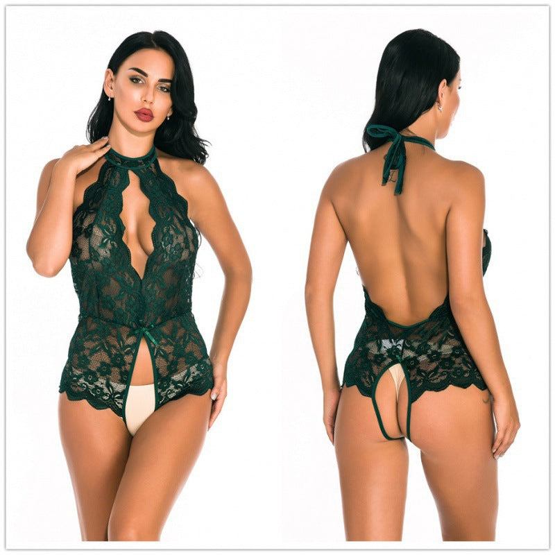 Women Sexy See Through Lace Spandex Bodysuit Cute Lingerie Jumpsuit teemdrop