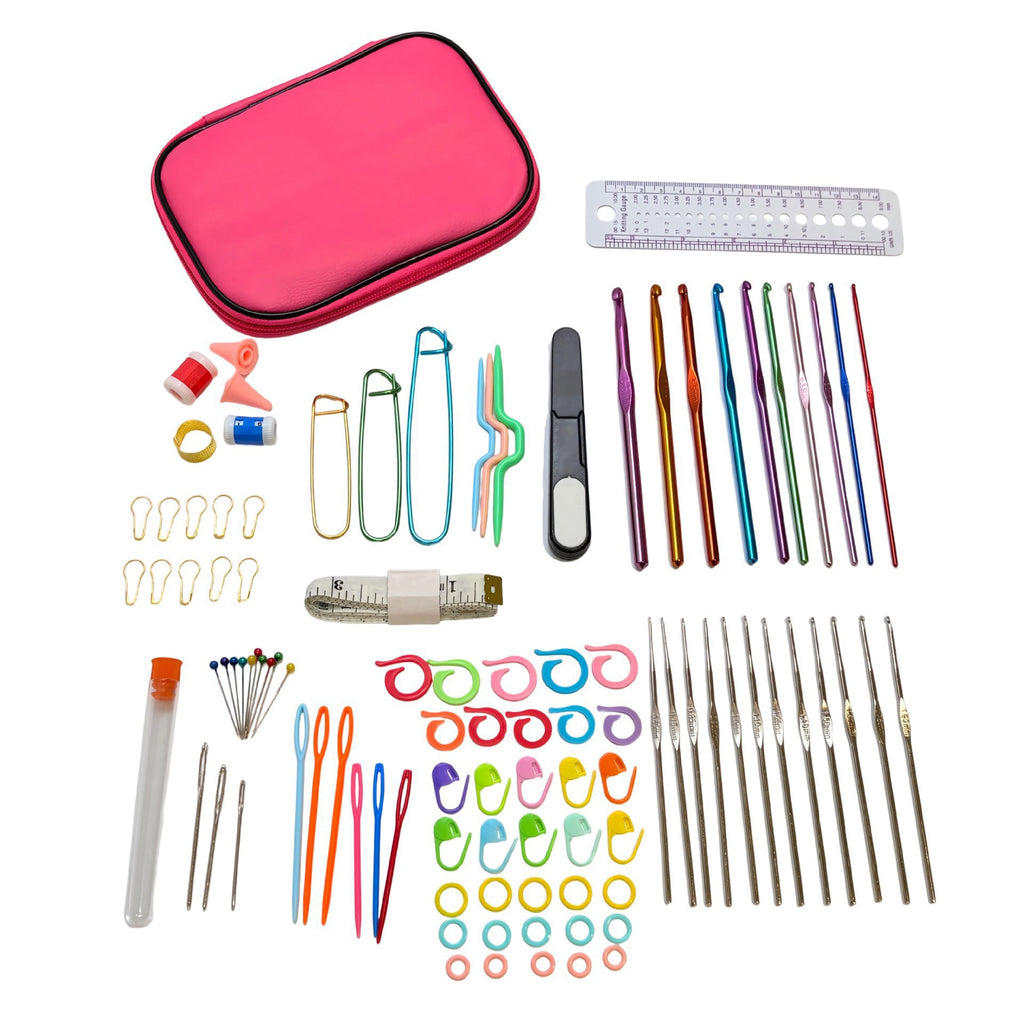 Aluminum Oxide Ergonomic Crochet Hook Kit with Portable Storage Case DIY Knitting Tools Set