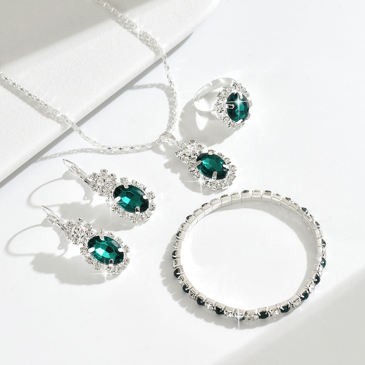 Water Drop Rhinestone Jewelry 4-Piece Set