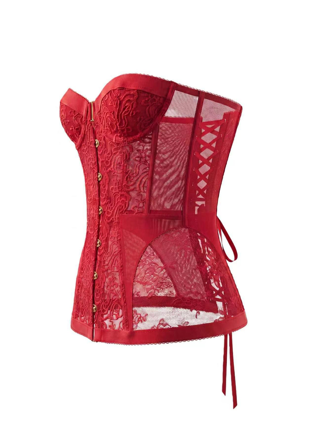 Women's Hollow Out Lace Strapless Slim Fit Corset Top teemdrop