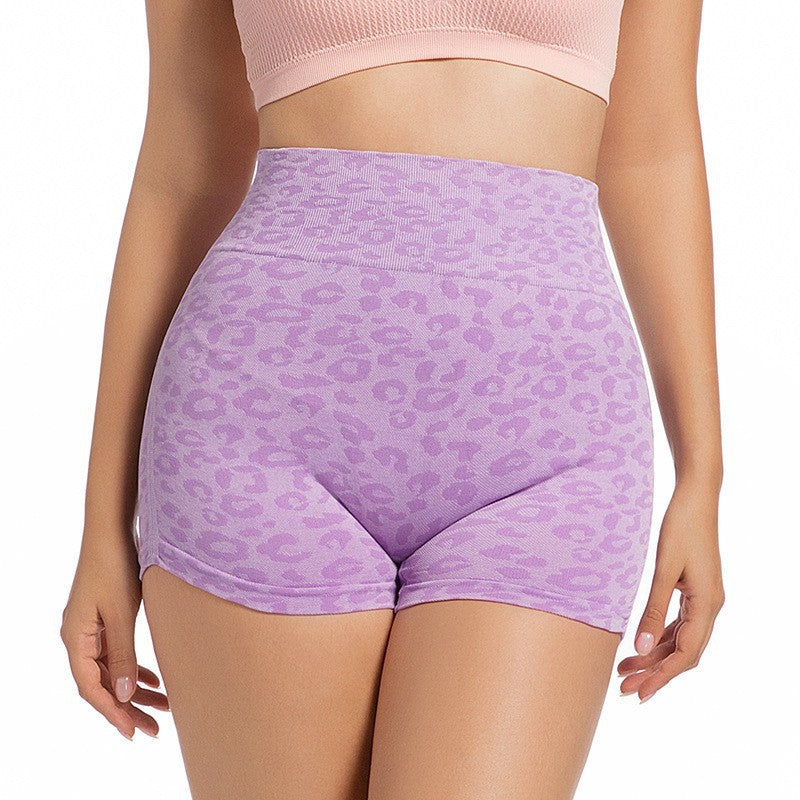 Women's High-Waist Leopard Print Control Yoga Shorts